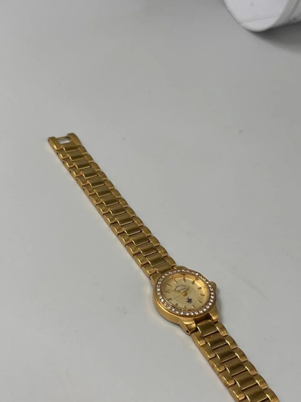 Beverly Hills Polo Club Watch Women 23K Gold Plated Crystal Bezel New Battery